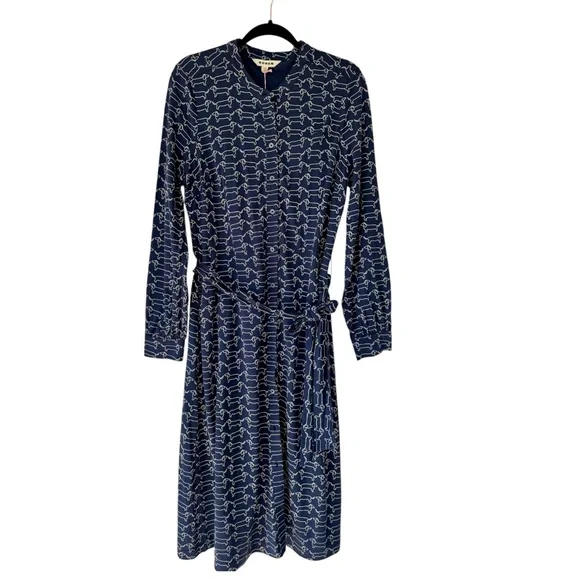 NWT Boden Julia Dachshund Shirt Dress Sz 12L Navy Knit LS Preppy Doxie Lover - Picture 3 of 7